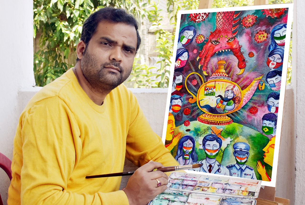 City based artist requested people to be in home through his painting