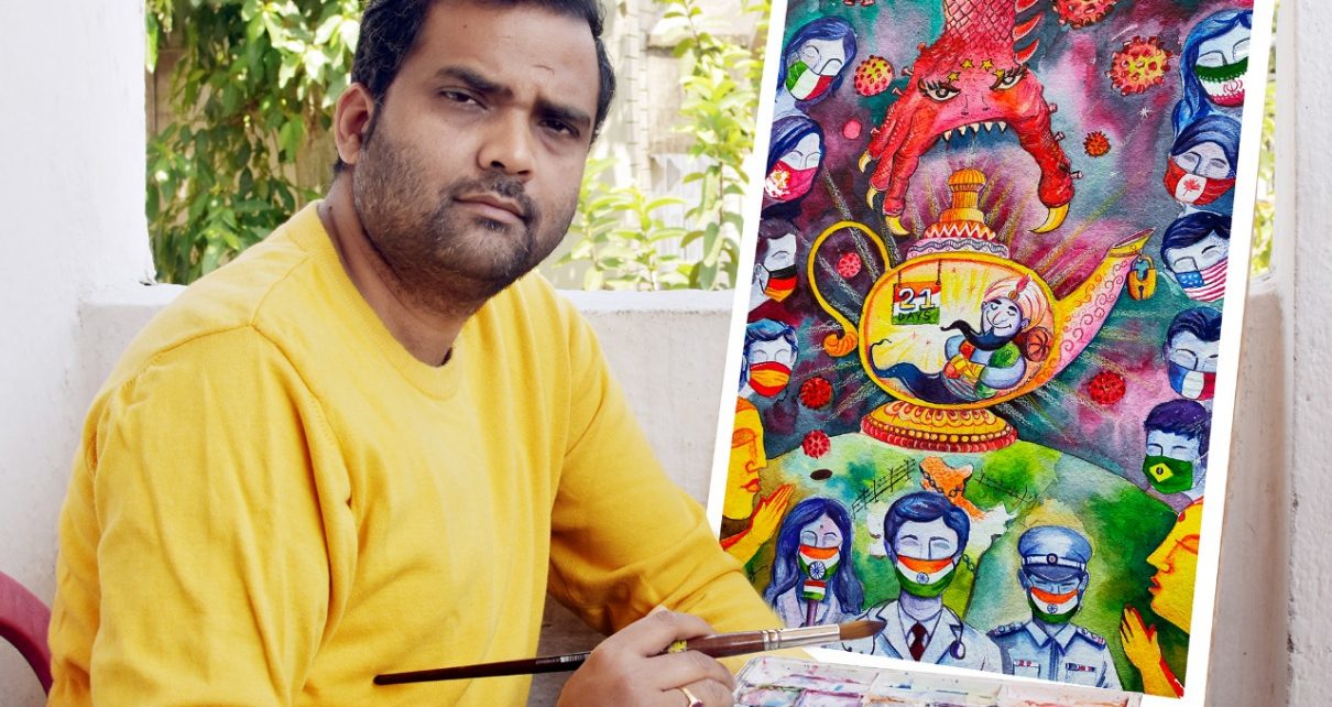 City based artist requested people to be in home through his painting